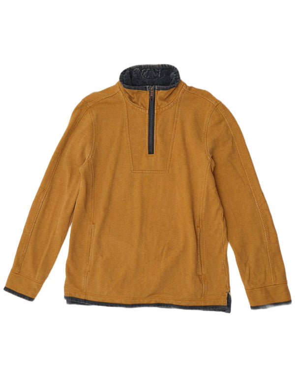 Fat Face Masculino The Airlie Zip Neck Moletom Jumper Pequeno Algodão Amarelo