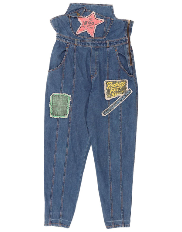 Vintage Womens High Rise Graphic Tapered Jeans W34 L30 Blue Cotton