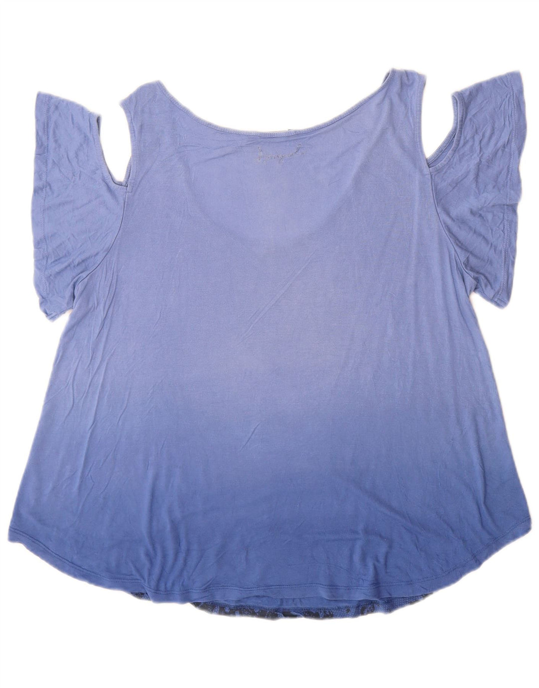 Top feminino Desigual com ombro de fora gráfico UK 16 grande azul floral
