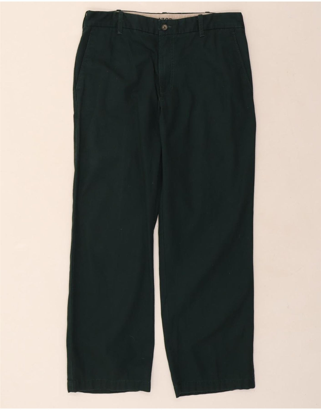 IZOD Mens Salt Water Straight Chino Trousers W34 L30 Green Cotton Vintage Izod and Second-Hand Izod from Messina Hembry 