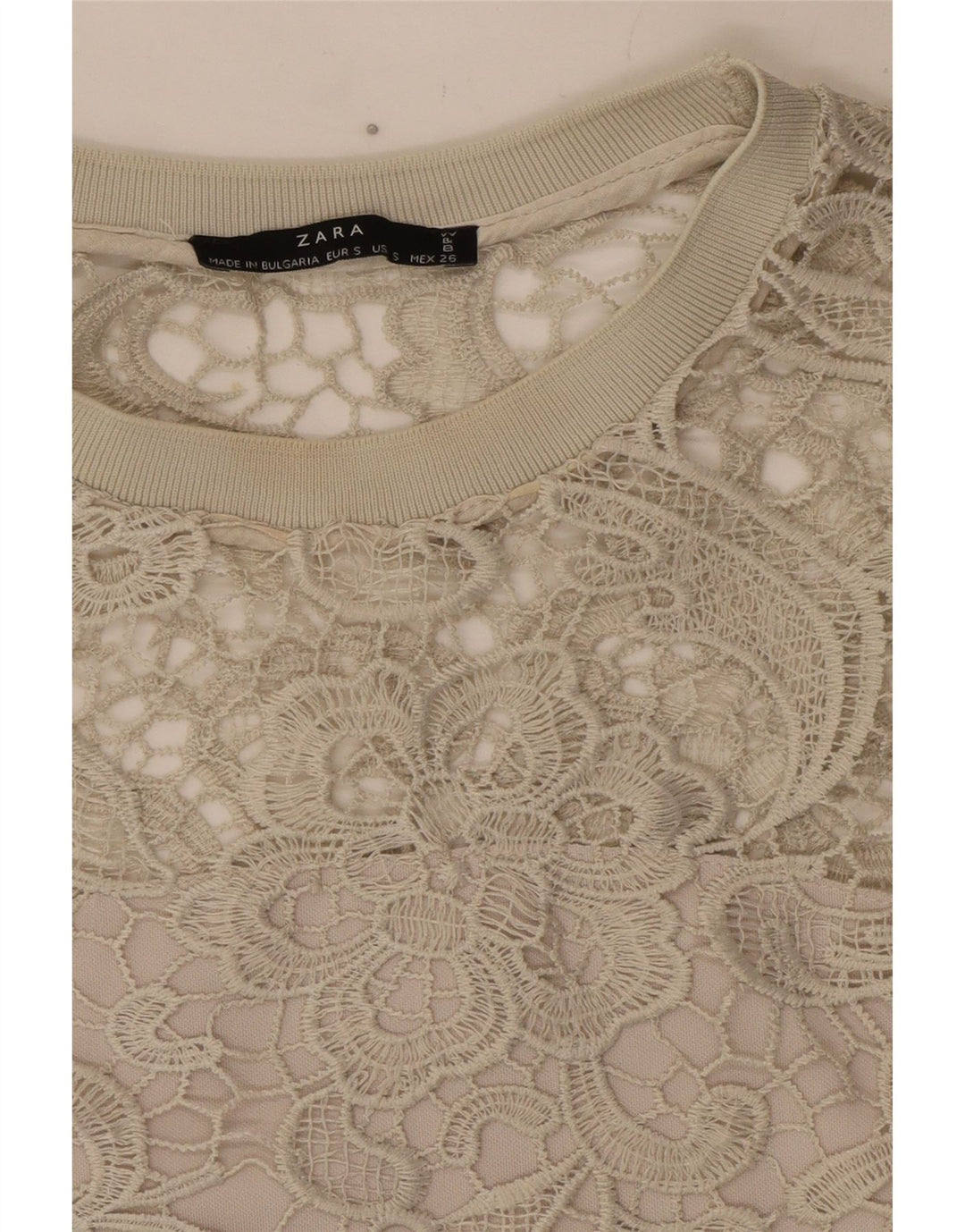 Blusa feminina Zara Top UK 10 pequena cinza floral