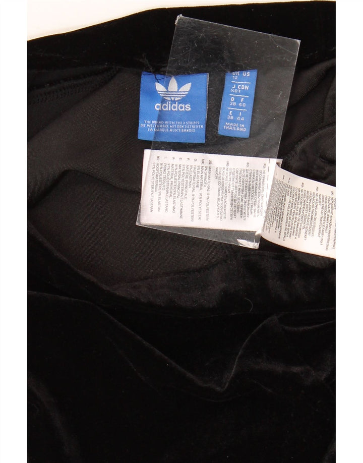 Adidas Mulheres Velour Leggings UK 12 Médio Preto Poliéster
