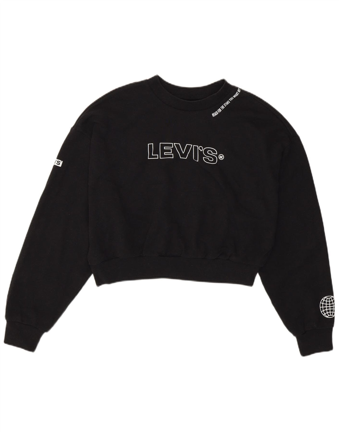 Moletom feminino Levi's Oversized Graphic Crop Jumper UK 6 XS Preto