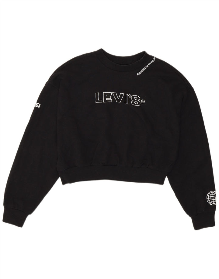Moletom feminino Levi's Oversized Graphic Crop Jumper UK 6 XS Preto