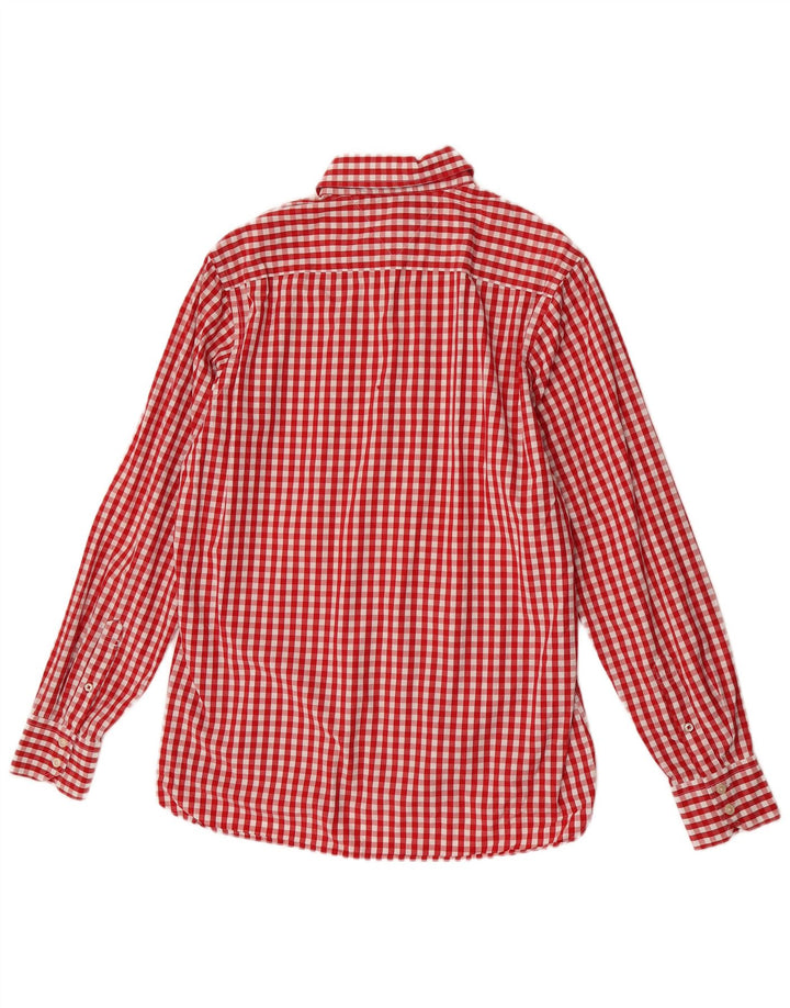 Camisa masculina Tommy Hilfiger média vermelha xadrez algodão