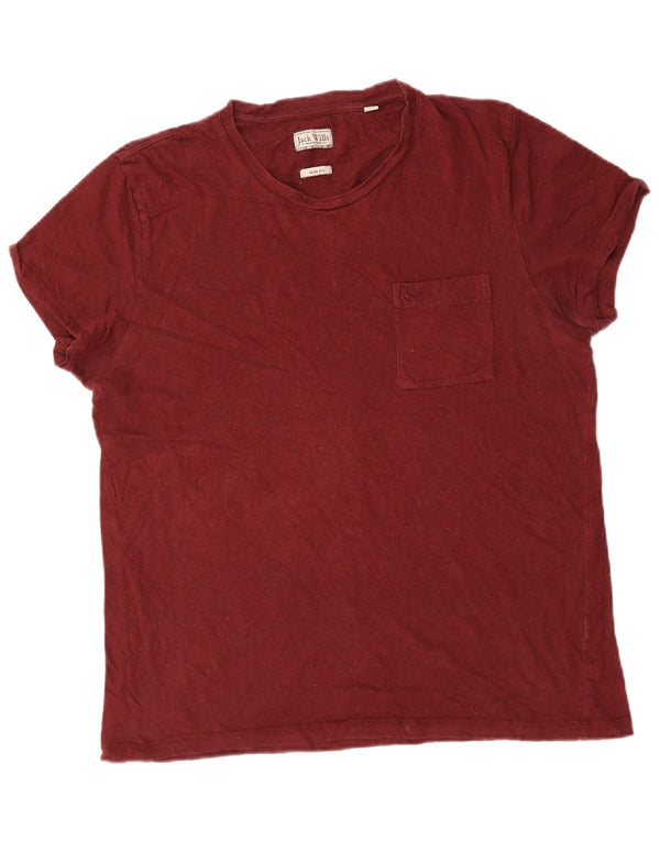 Jack Wills Mens Slim Fit Camiseta Top Grande Borgonha