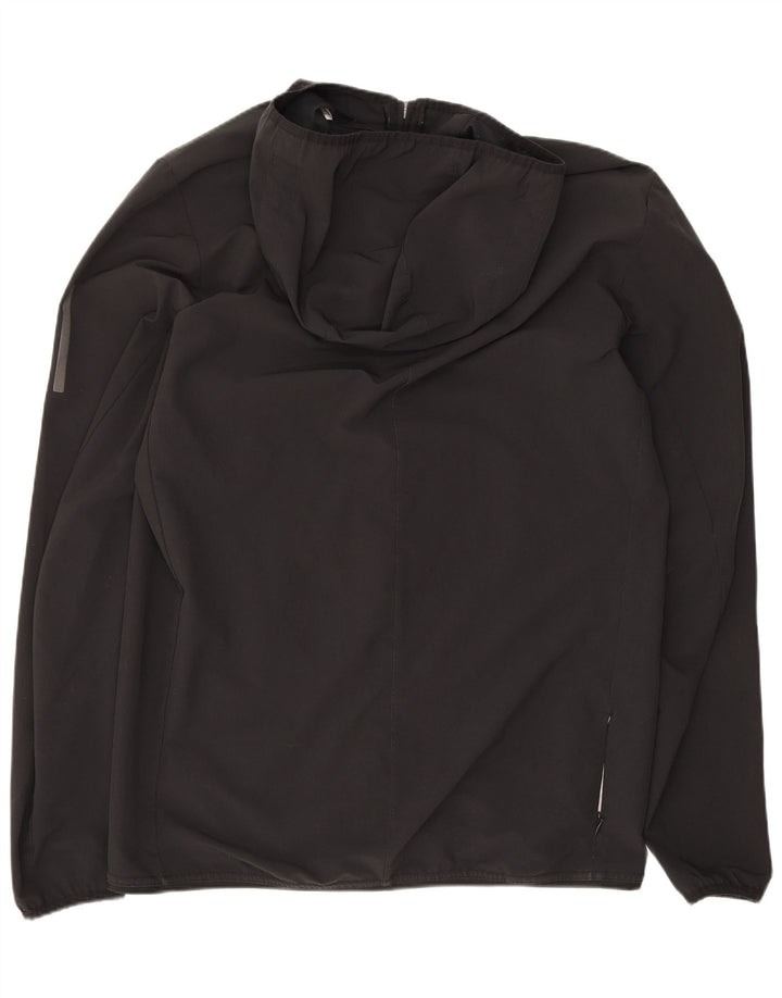 Adidas masculino moletom com capuz jaqueta superior poliéster preto médio