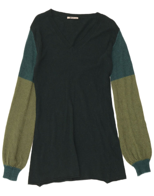 Vestido jumper feminino de manga comprida Gas UK 12 verde médio colorblock