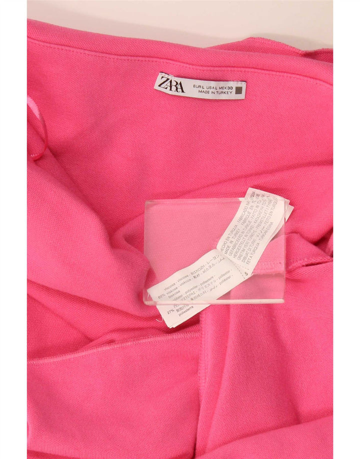 Vestido sem alças feminino Zara Reino Unido 14 grande viscose rosa