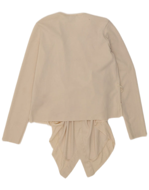 Zara Cardigan assimétrico feminino Top UK 10 pequeno poliéster branco