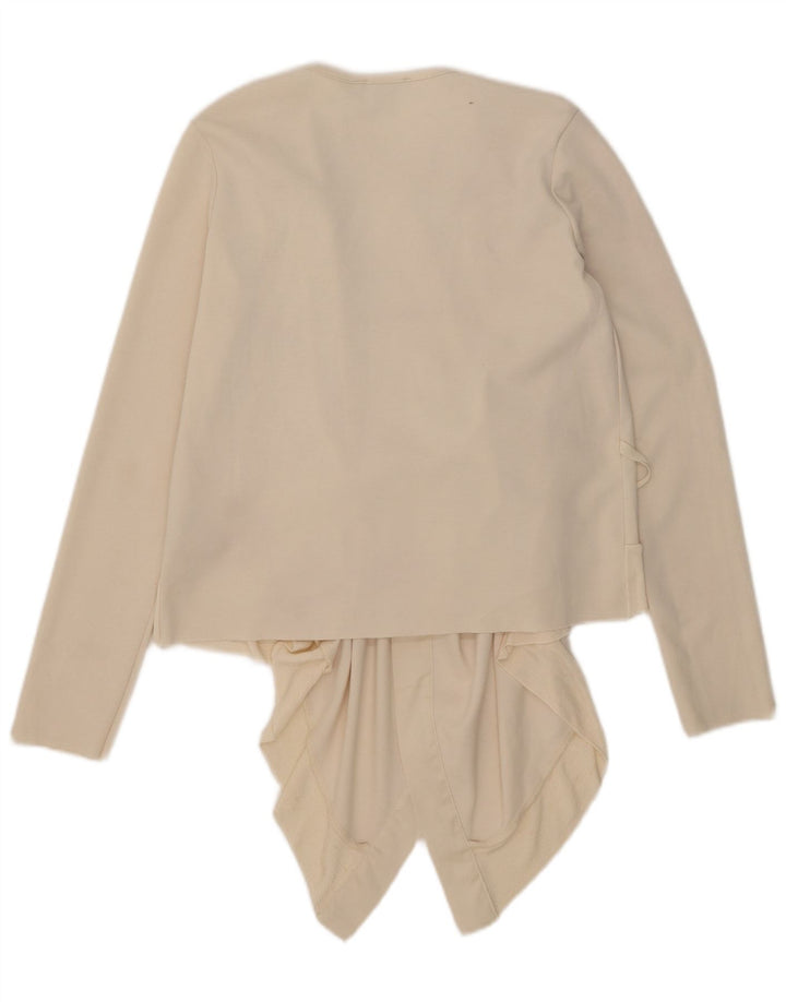 Zara Cardigan assimétrico feminino Top UK 10 pequeno poliéster branco