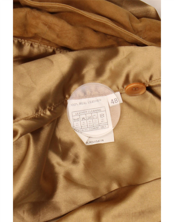 Jaqueta bomber masculina vintage de camurça IT 48 couro marrom médio
