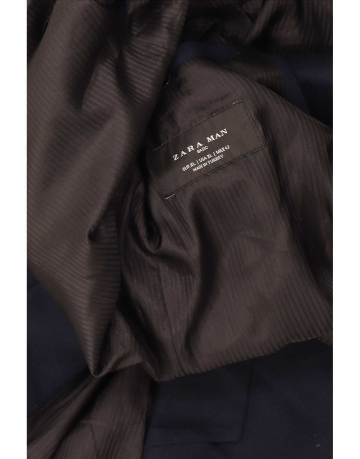 Jaqueta blazer masculina Zara com 2 botões Reino Unido 42 XL azul marinho algodão