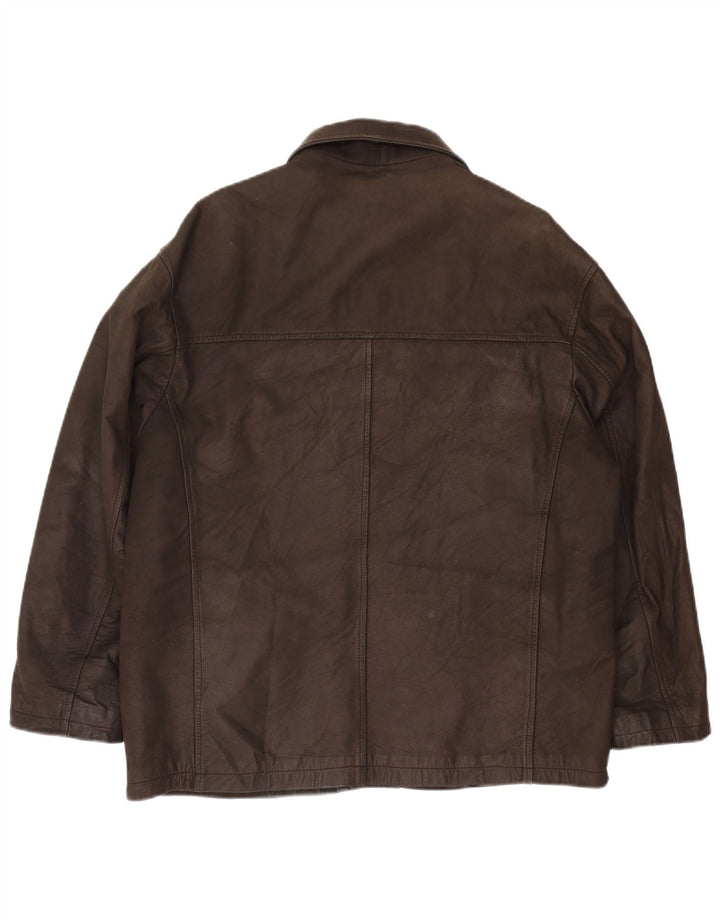 Jaqueta de couro masculina Clinton UK 40 grande couro marrom
