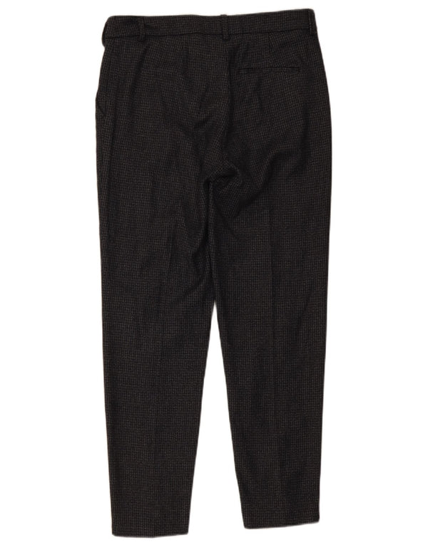 Calça feminina Brax de ajuste macio UK 10 pequena W30 L29 cinza houndstooth