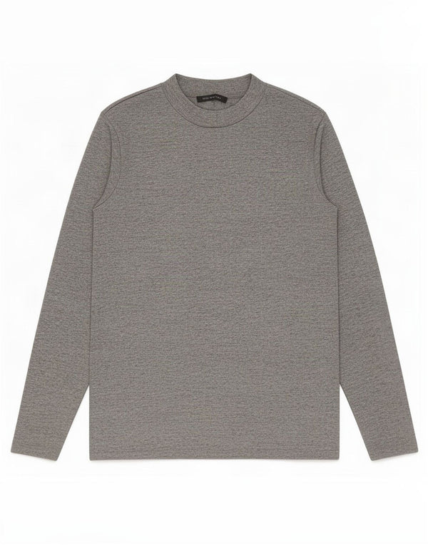 Top feminino Marks & Spencer manga comprida UK 14 grande poliéster manchado cinza