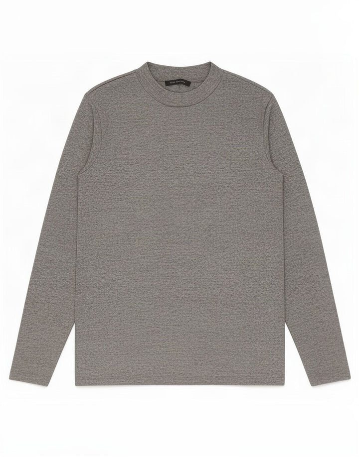 Top feminino Marks & Spencer manga comprida UK 14 grande poliéster manchado cinza