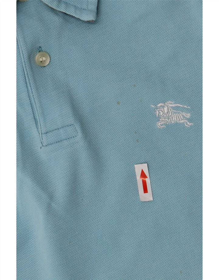 Burberry Camisa polo masculina BRIT pequena azul algodão