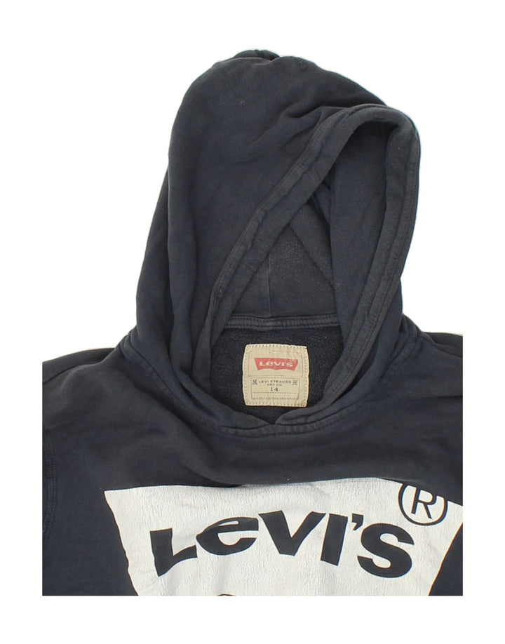 LEVI'S Boys Graphic Hoodie Jumper 13-14 Years Navy Blue Cotton | Vintage Levi's | Thrift | Second-Hand Levi's | Used Clothing | Messina Hembry 