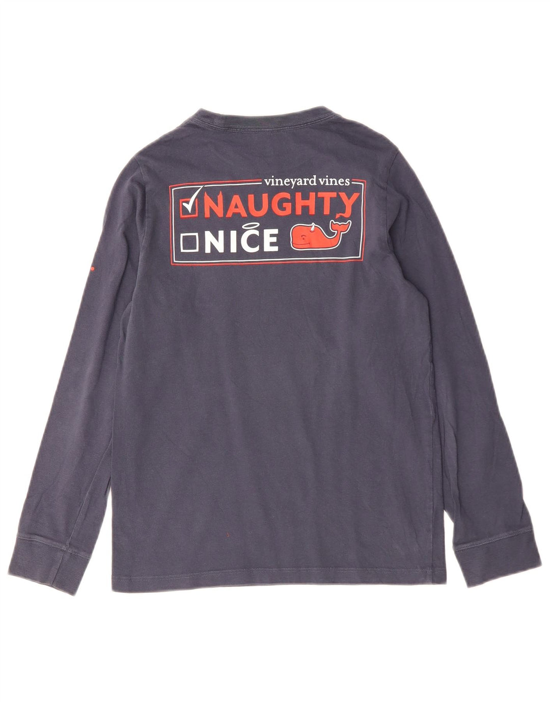 Vineyard Vines Boys Graphic Top manga comprida 11-12 anos pequeno azul marinho