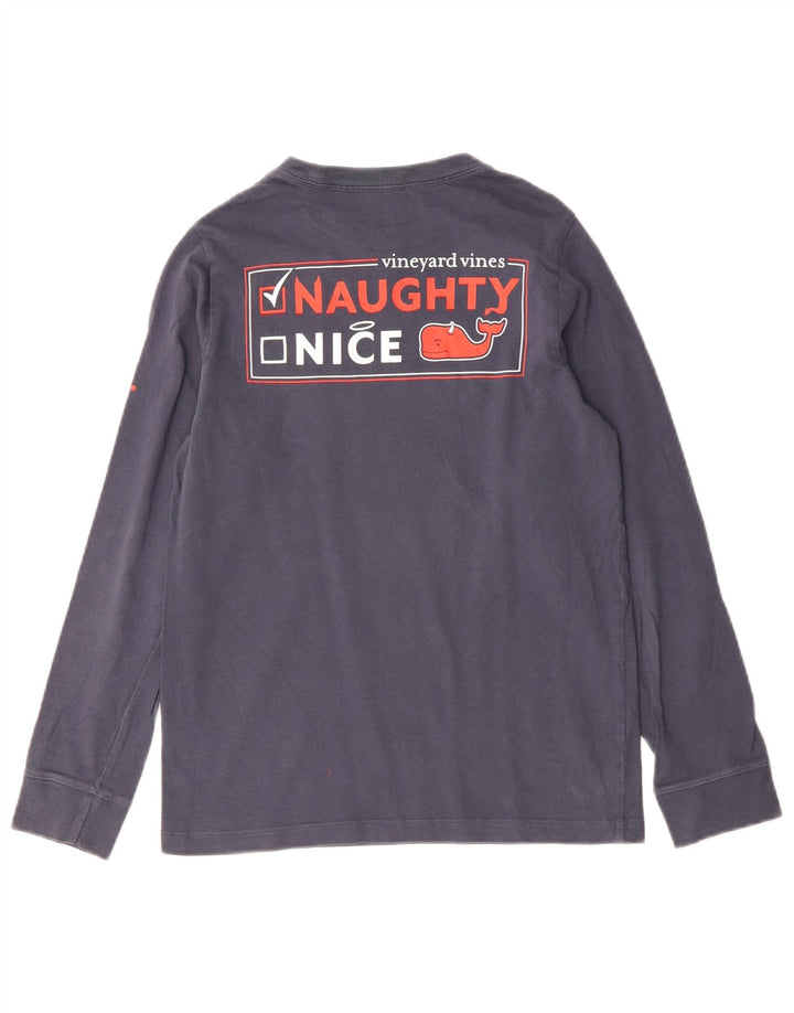 Vineyard Vines Boys Graphic Top manga comprida 11-12 anos pequeno azul marinho