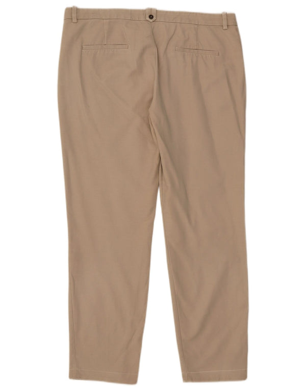 Calça chino reta feminina Zara EU 42 grande W32 L27 algodão bege