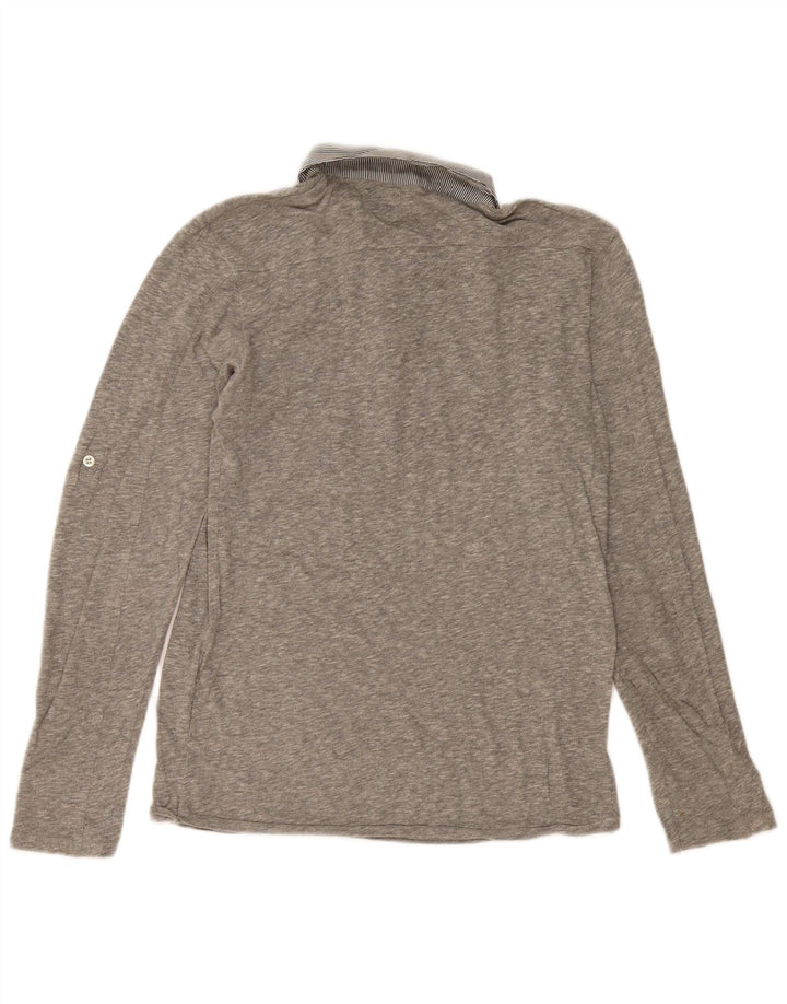 Camisa polo masculina de manga comprida Zara cinza médio manchado