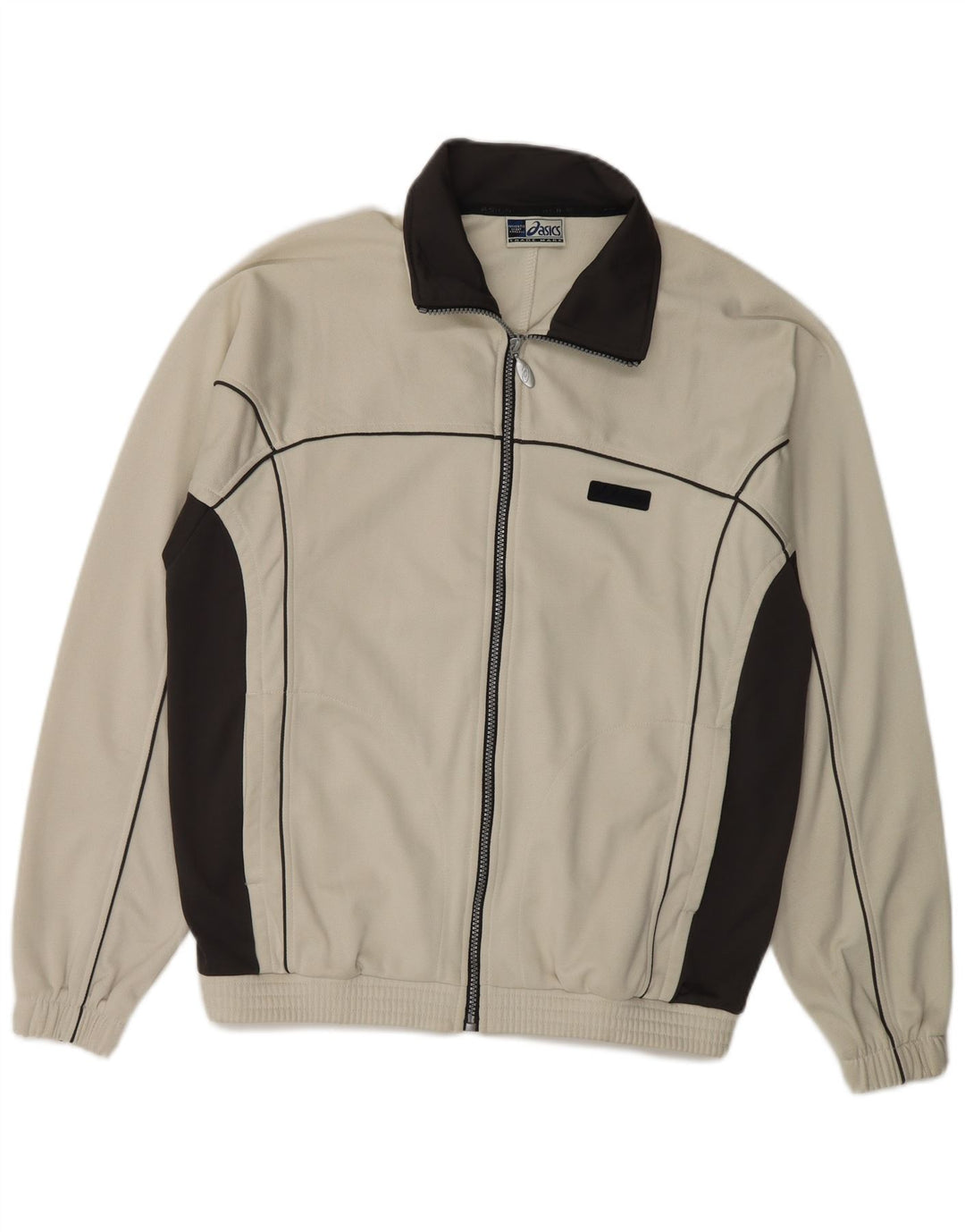 Asics Mens Tracksuit Top Jacket Pequeno Bege Colourblock Poliéster