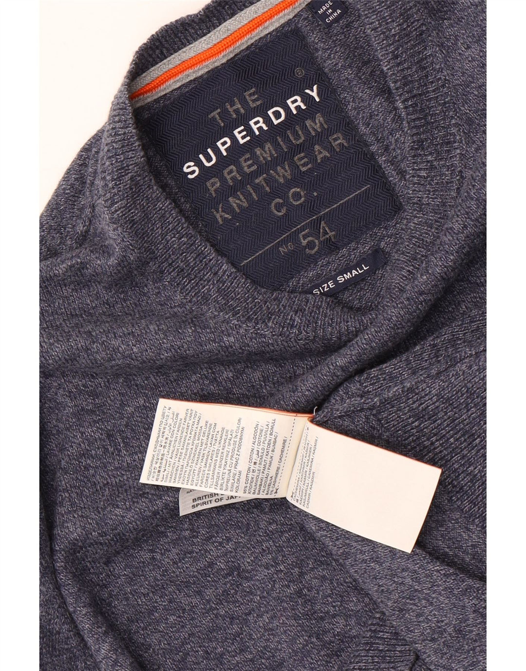Suéter masculino SUPERDRY com gola redonda e algodão manchado azul pequeno