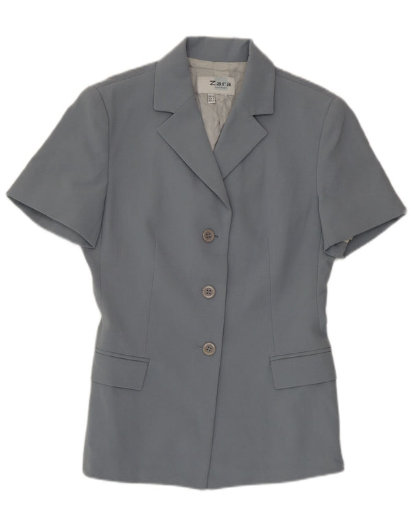 Jaqueta blazer feminina Zara manga curta com 3 botões EU 36 XS cinza