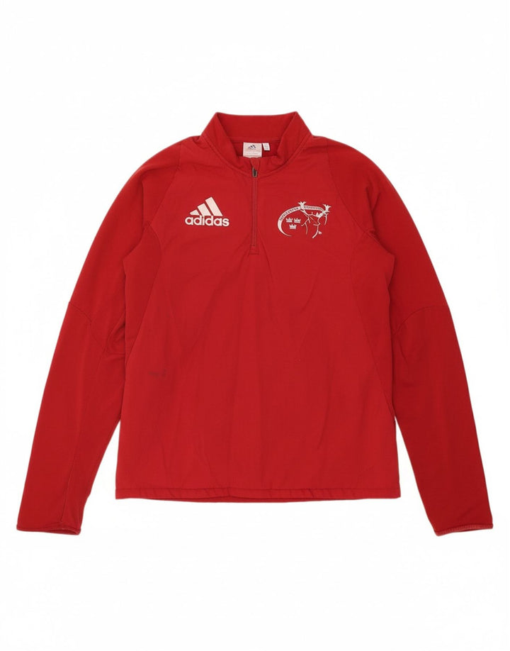 ADIDAS Boys Graphic Zip Neck Pullover Treino Top 13-14 Anos Vermelho