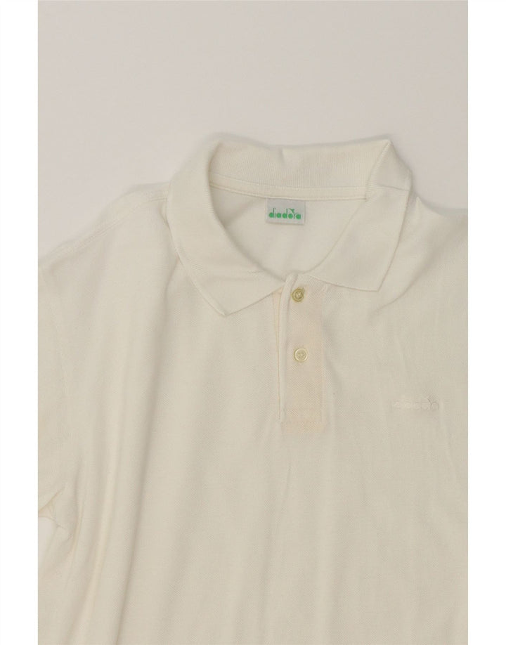 DIADORA Mens Polo Shirt Medium White Cotton Vintage Diadora and Second-Hand Diadora from Messina Hembry 