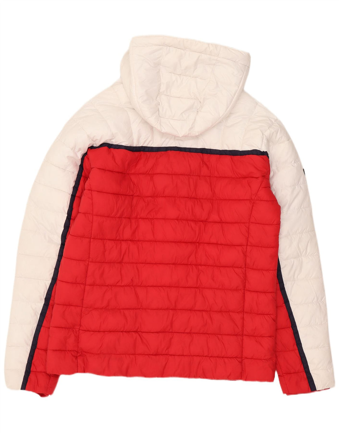 Jaqueta acolchoada com capuz masculina Superdry UK 40 grande poliéster branco Colourblock