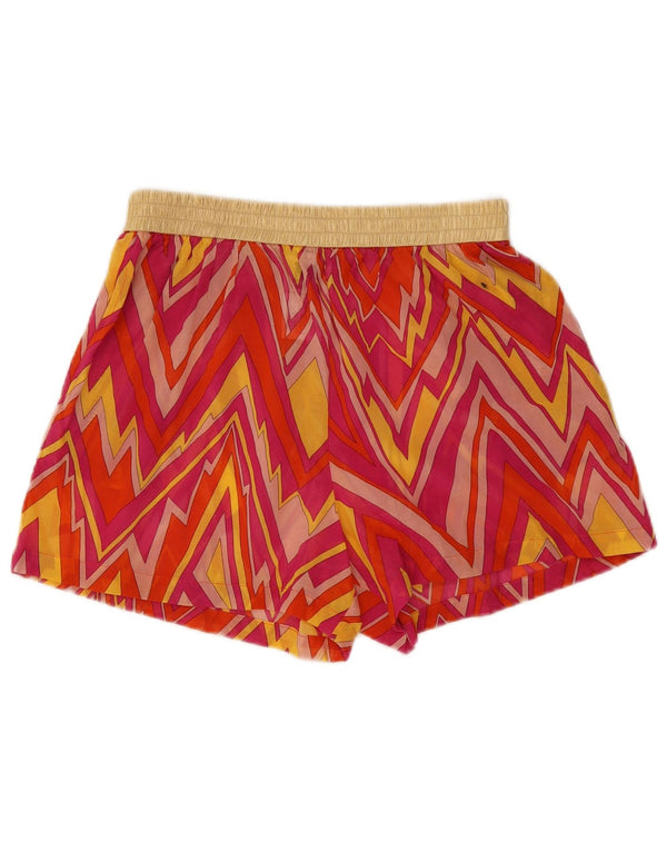 Shorts de cintura alta feminino Missoni pequeno W26 poliéster geométrico rosa