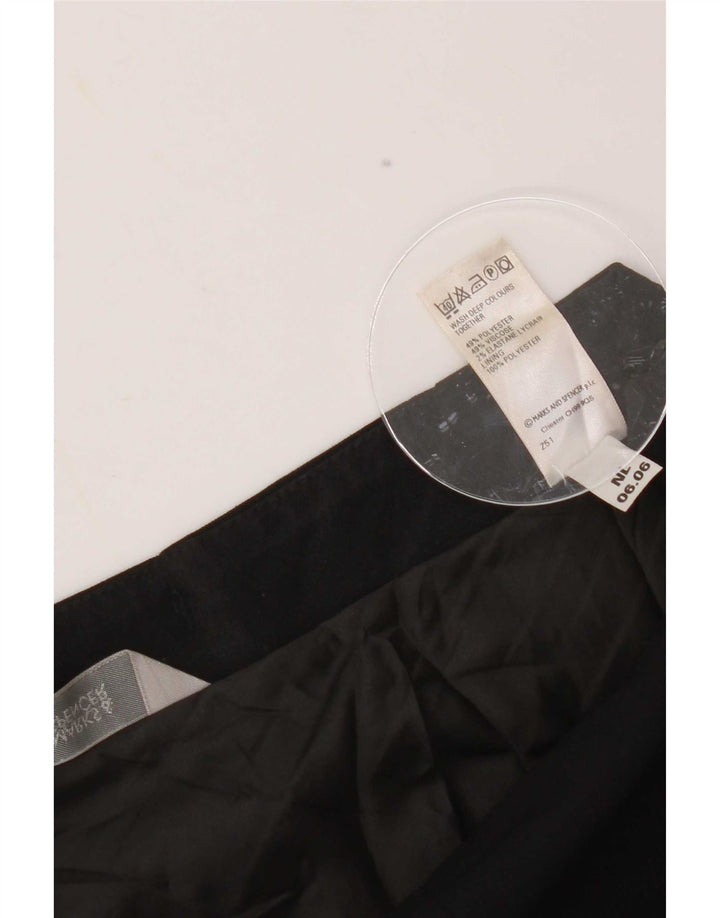 Saia sereia feminina Marks & Spencer Reino Unido 10 pequena W30 poliéster preto