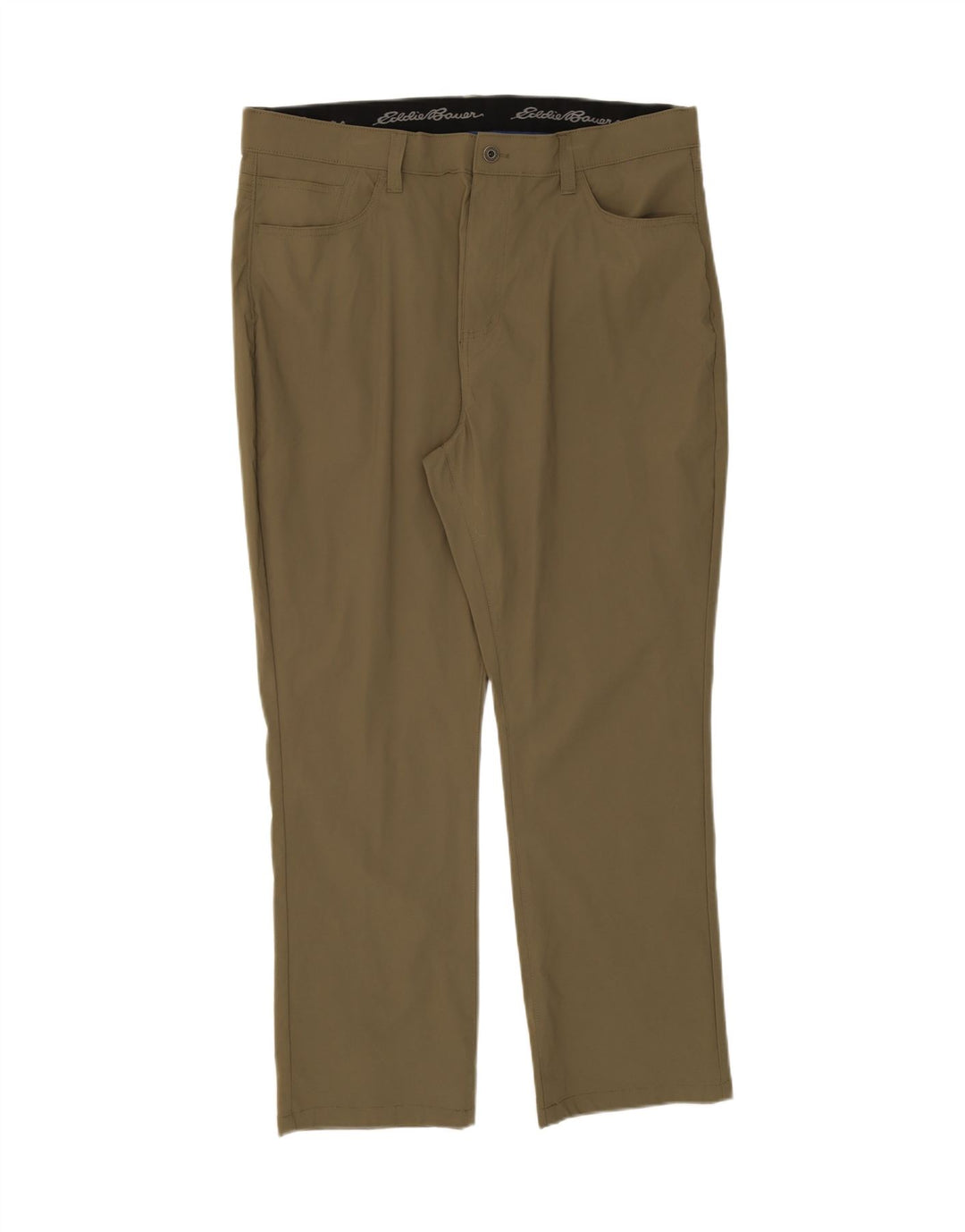 EDDIE BAUER Mens Slim Casual Trousers W40 L30 Khaki Nylon Vintage Eddie Bauer and Second-Hand Eddie Bauer from Messina Hembry 