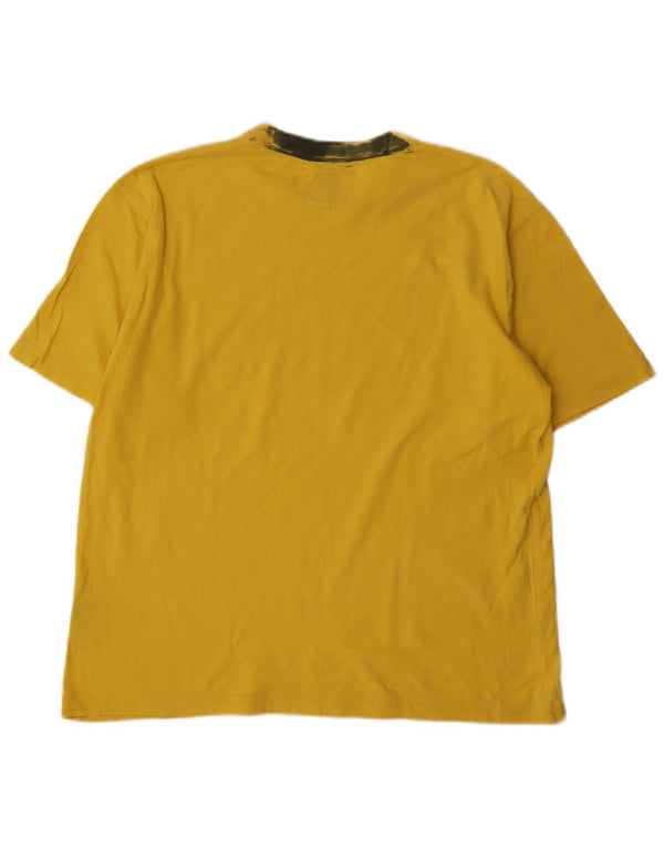 Think Pink Womens Graphic T-Shirt Top UK 14 Large Yellow Cotton
