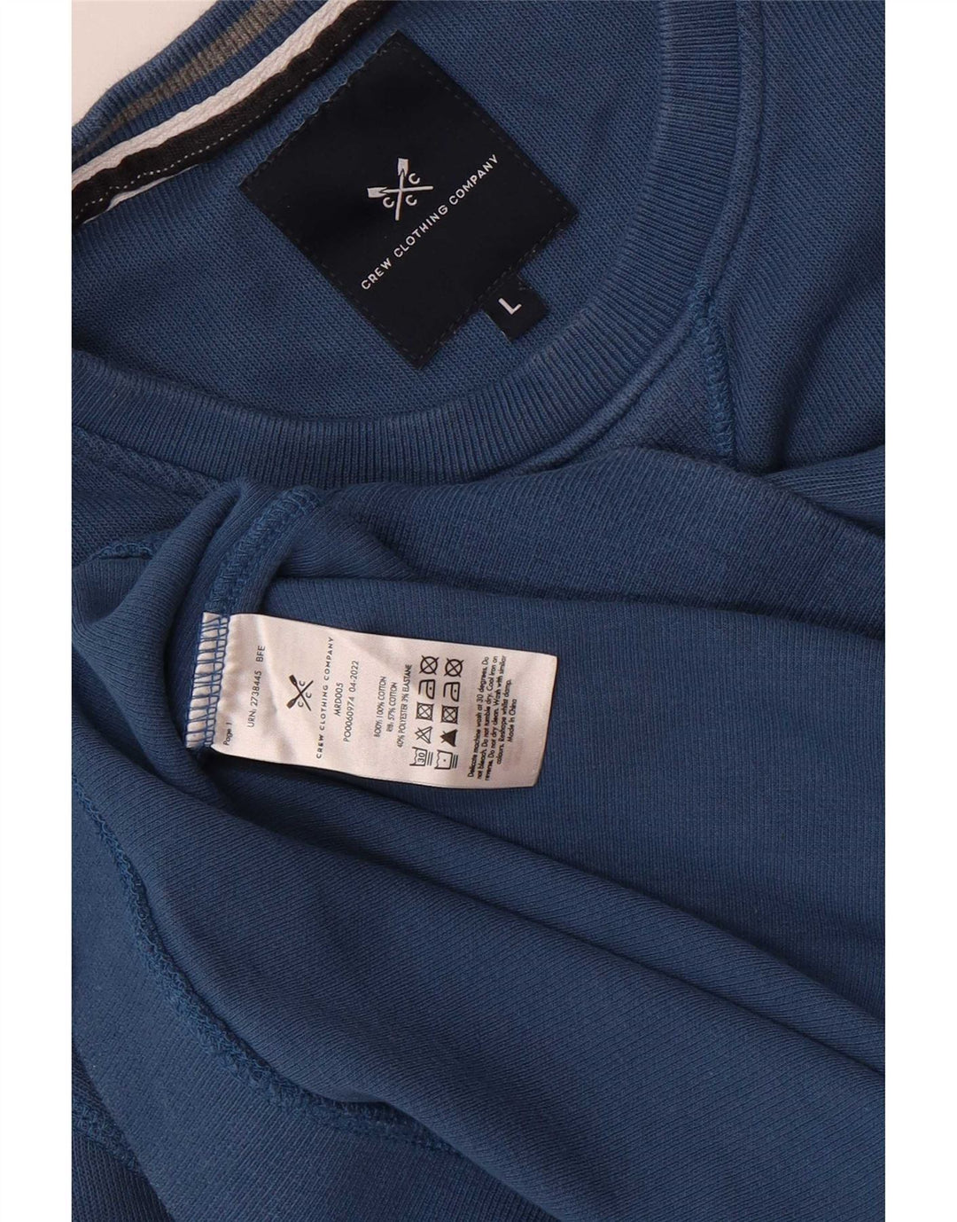 Crew Clothing Mens Moletom Jumper Grande Algodão Azul