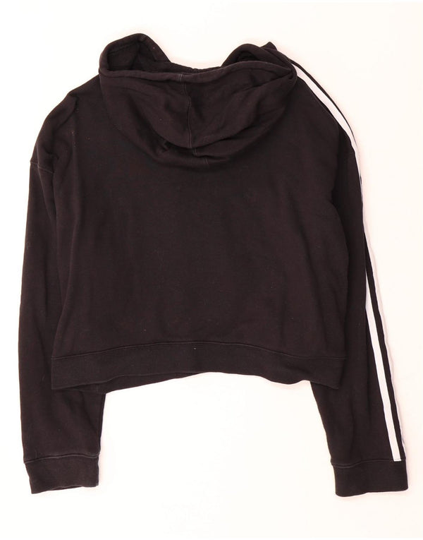 Adidas Womens Crop Hoodie Jumper UK 14 Grande Algodão Preto