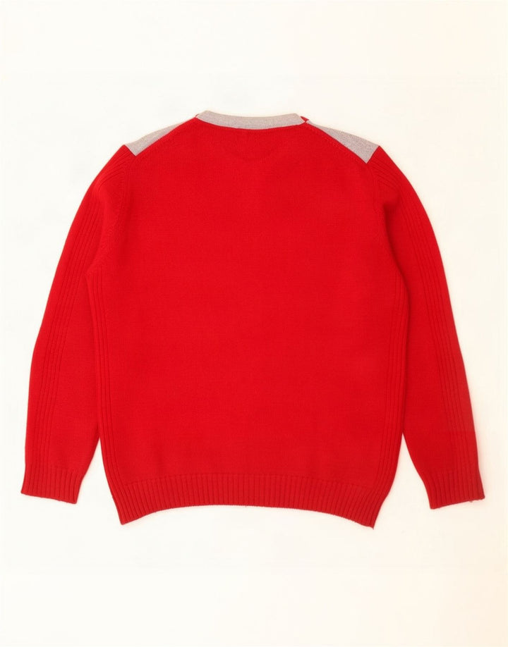 Suéter masculino Trussardi Jeans com gola redonda e bloco colorido vermelho médio