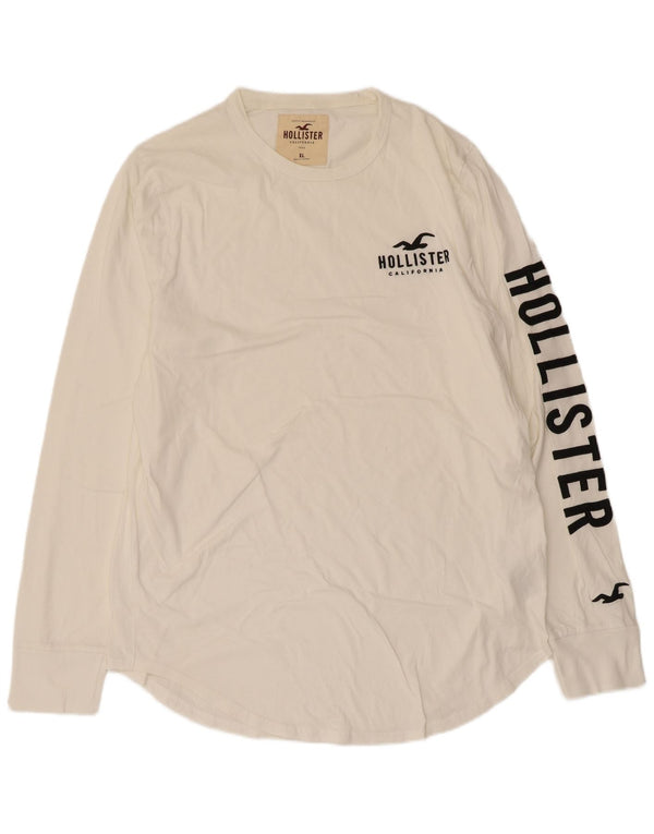 Top gráfico masculino Hollister de manga comprida XL de algodão branco