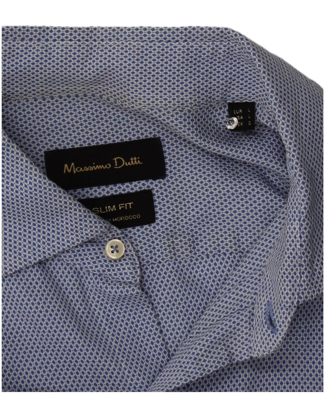 Camisa masculina Massimo Dutti Slim Fit grande azul geométrica