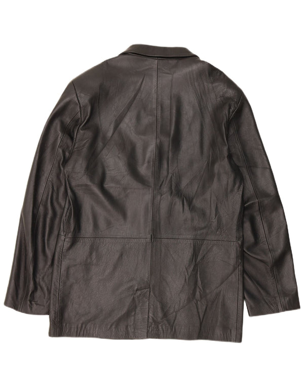 Jaqueta de couro masculina vintage IT 52 XL preta