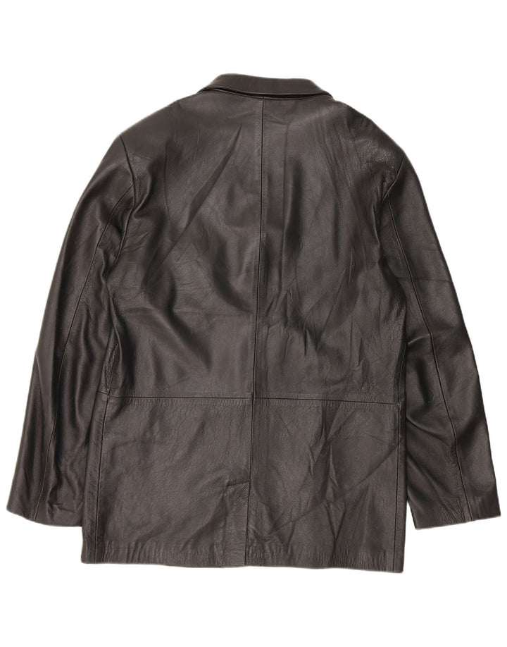 Jaqueta de couro masculina vintage IT 52 XL preta