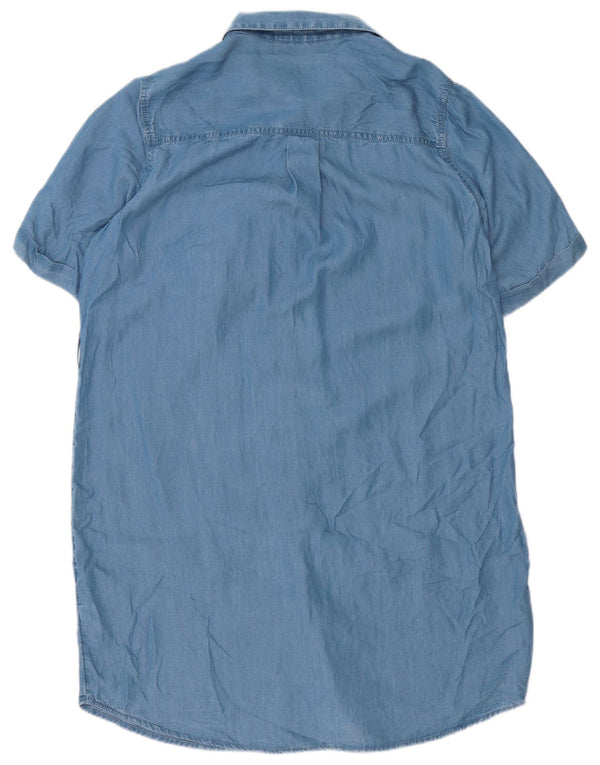 Vestido camisa feminino de manga curta Marks & Spencer Reino Unido 16 grande azul Lyocell