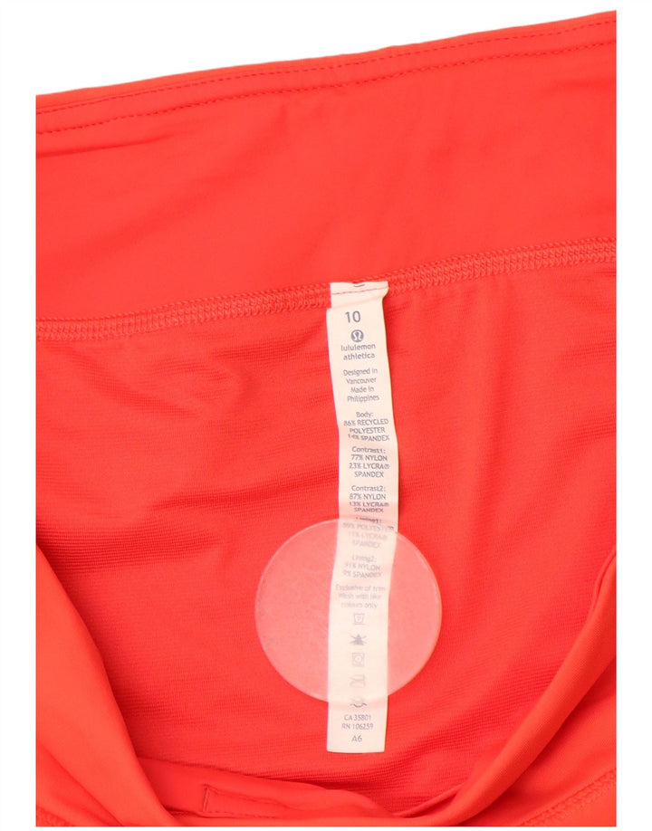 Shorts esportivos femininos Lululemon US 10 poliéster laranja grande