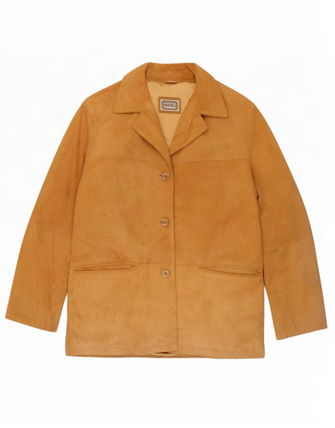 Jaqueta feminina vintage de camurça IT 46 grande couro marrom