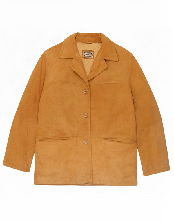 Jaqueta feminina vintage de camurça IT 46 grande couro marrom