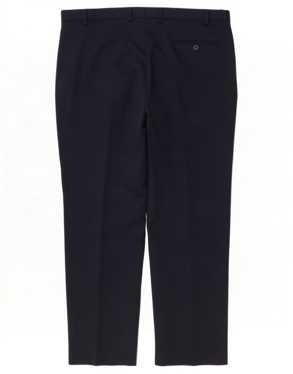 Calça masculina de ajuste regular Marks & Spencer W44 L31 azul marinho poliéster