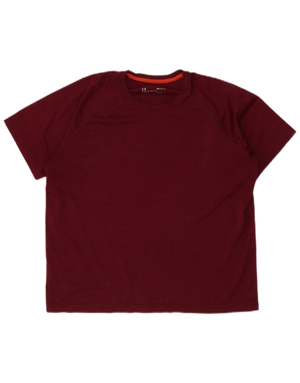 Camiseta masculina Under Armour Heat Gear Top Médio Borgonha